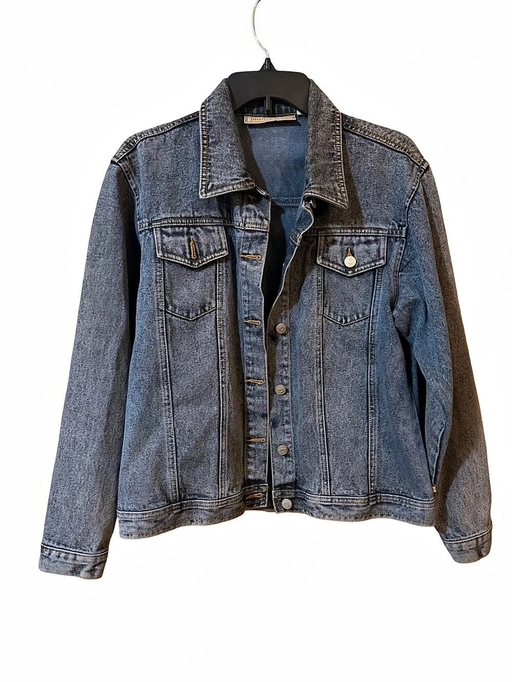 Jitterbug Blue Denim Jacket Acid Wash Button Up Classic Trucker Cotton 90s Small
